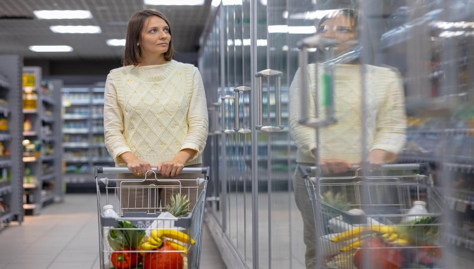 Mujer recorre un supermercado.